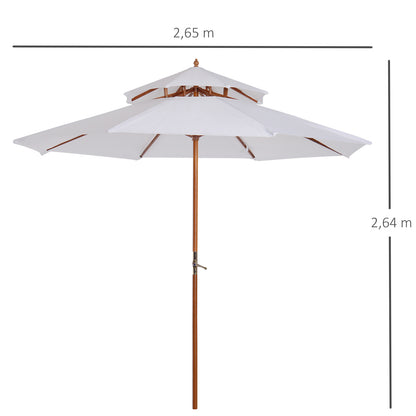 Wood Sunshade Wood Umbrella Garden Umbrella Balcony Umbrella Double Roof White