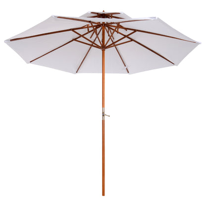 Wood Sunshade Wood Umbrella Garden Umbrella Balcony Umbrella Double Roof White