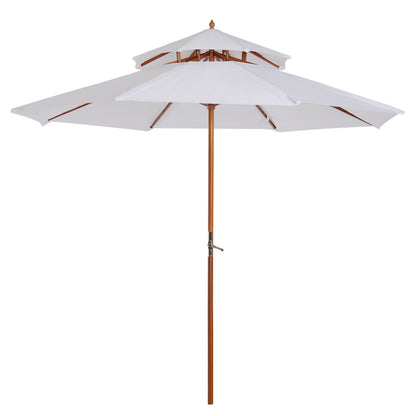 Wood Sunshade Wood Umbrella Garden Umbrella Balcony Umbrella Double Roof White