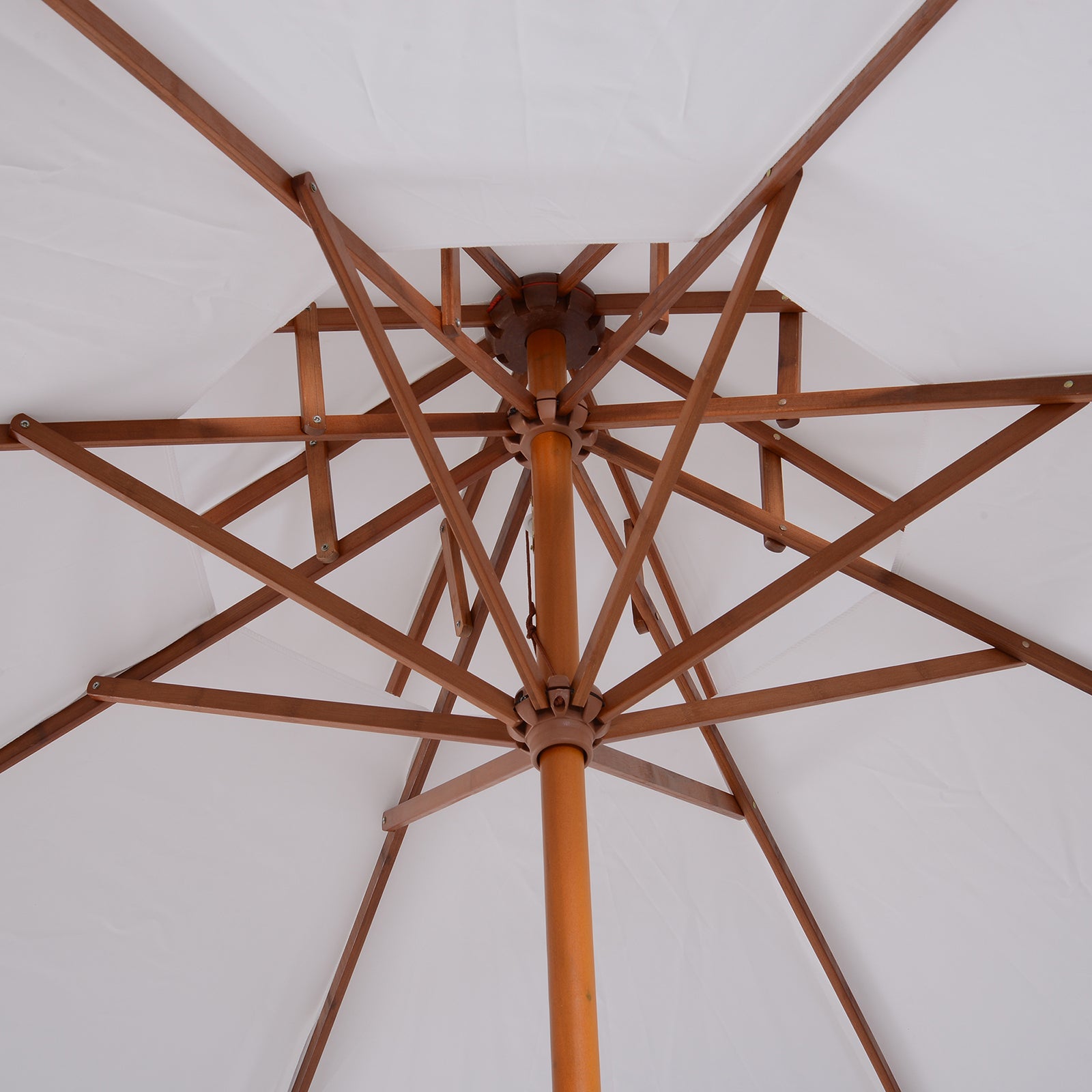 Wood Sunshade Wood Umbrella Garden Umbrella Balcony Umbrella Double Roof White