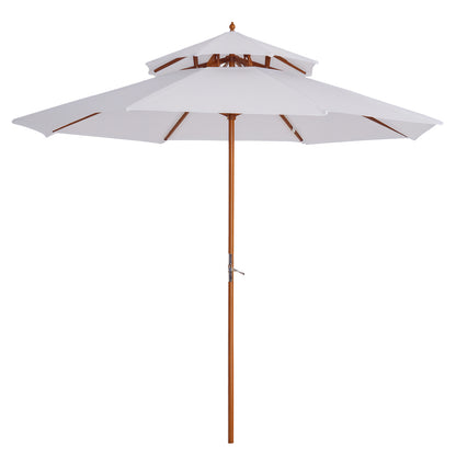 Wood Sunshade Wood Umbrella Garden Umbrella Balcony Umbrella Double Roof White