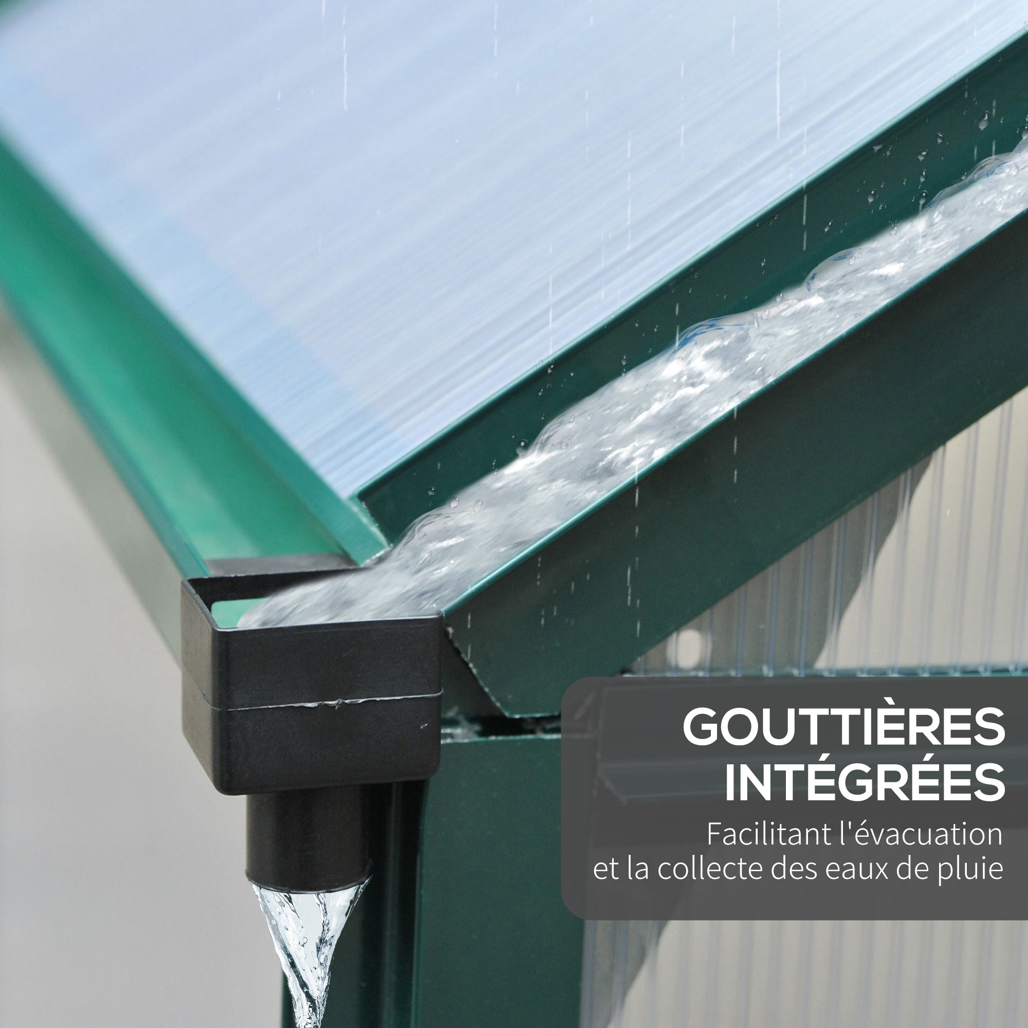 Polycarbonate Garden Greenhouse 3.65m² Aluminum Garden Greenhouse 190 x 192 x 201cm UV-Resistant, with Reinforced Foundation, Gutters, Skylight, and Sliding Door, Dark Green