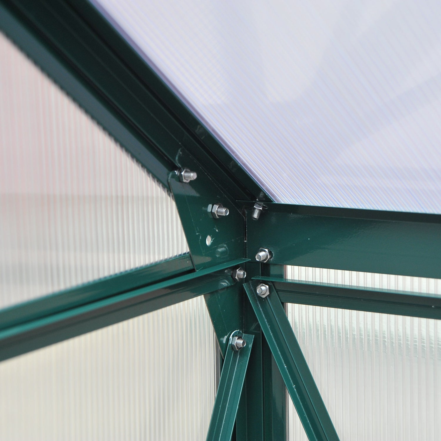 Polycarbonate Garden Greenhouse 3.65m² Aluminum Garden Greenhouse 190 x 192 x 201cm UV-Resistant, with Reinforced Foundation, Gutters, Skylight, and Sliding Door, Dark Green