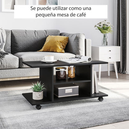 TV Stand, TV Unit with Shelves and Lockable Wheels Melamine Surface 80x40x40 cm Black