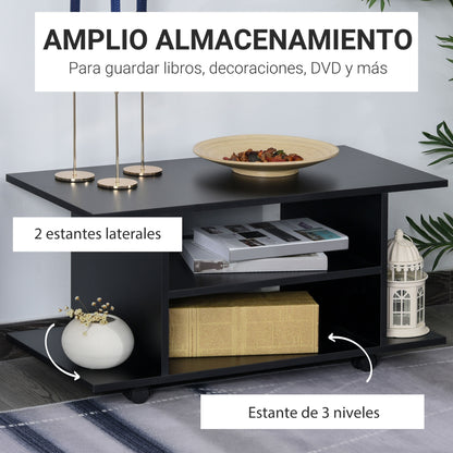 TV Stand, TV Unit with Shelves and Lockable Wheels Melamine Surface 80x40x40 cm Black