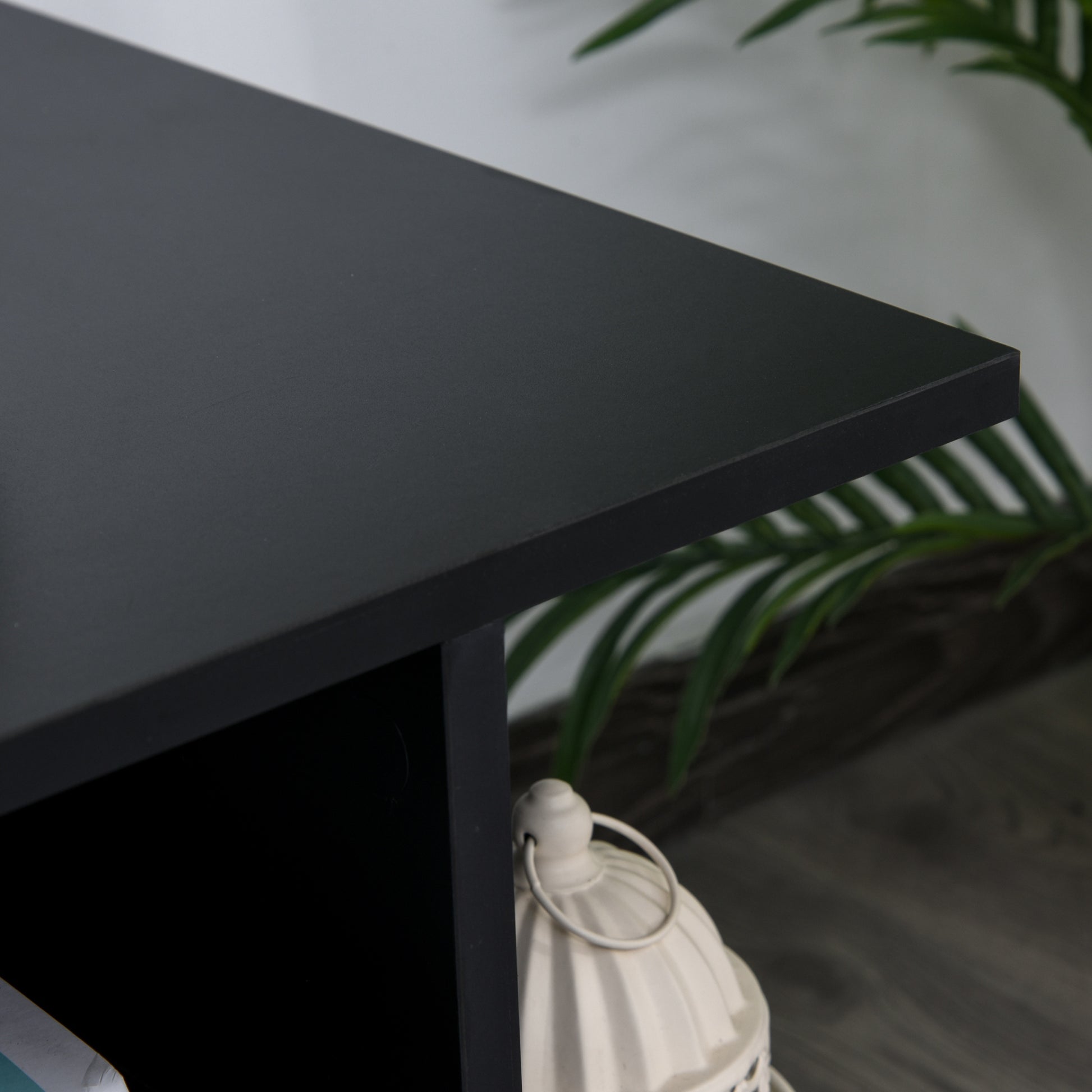 TV Stand, TV Unit with Shelves and Lockable Wheels Melamine Surface 80x40x40 cm Black