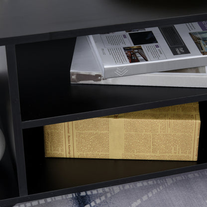 TV Stand, TV Unit with Shelves and Lockable Wheels Melamine Surface 80x40x40 cm Black