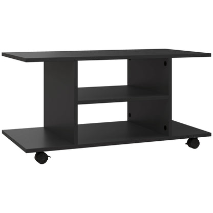 TV Stand, TV Unit with Shelves and Lockable Wheels Melamine Surface 80x40x40 cm Black
