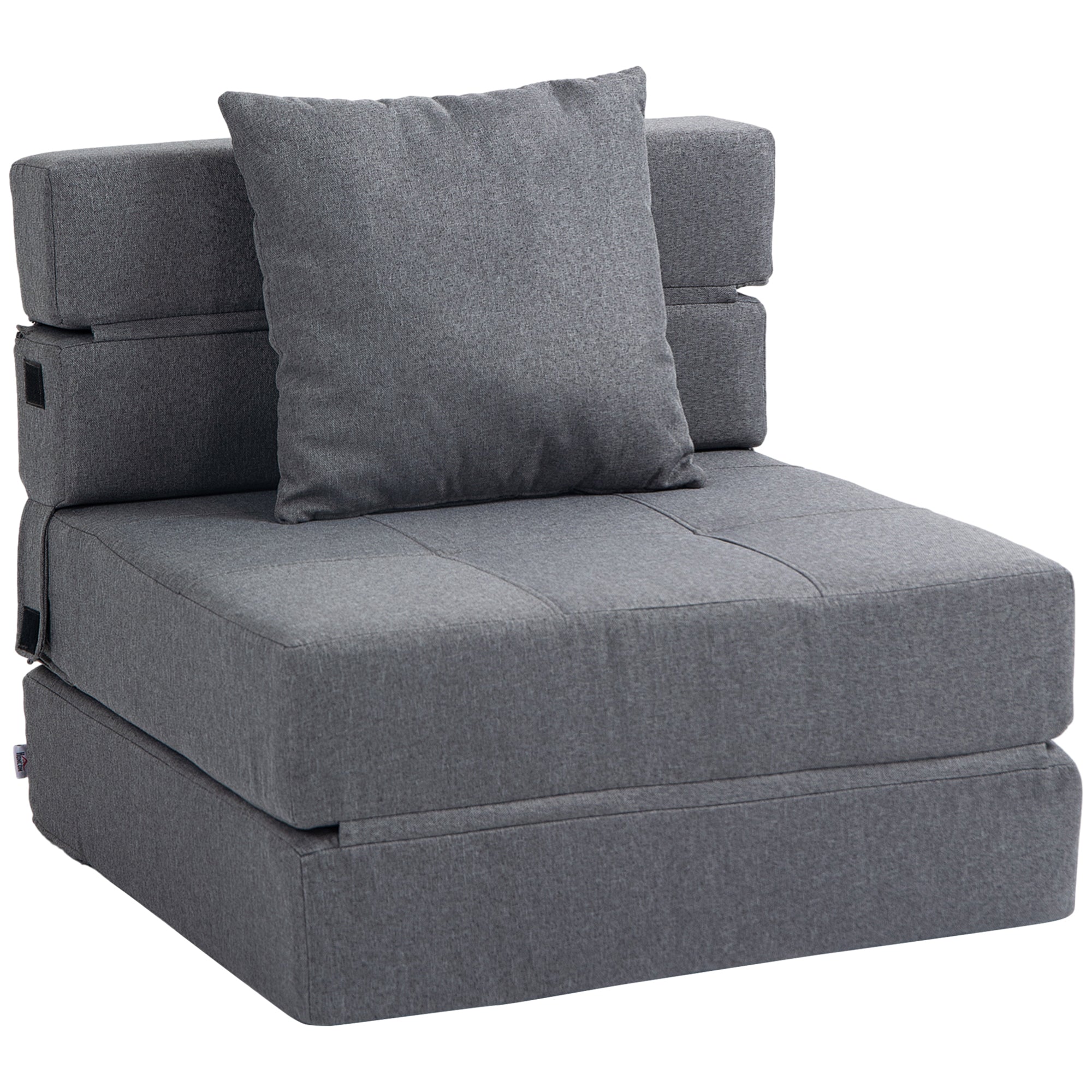 Folding Armchair with Sleeper Function, Sofa Bed, 2-in-1 Folding Chair with Bed Function, Recliner with Pillow, Guest Bed for Living Room, Bedroom, up to 120 kg Capacity, Dark Grey