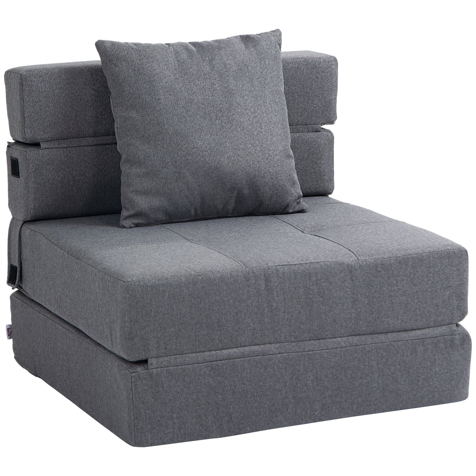 Folding Armchair with Sleeper Function, Sofa Bed, 2-in-1 Folding Chair with Bed Function, Recliner with Pillow, Guest Bed for Living Room, Bedroom, up to 120 kg Capacity, Dark Grey
