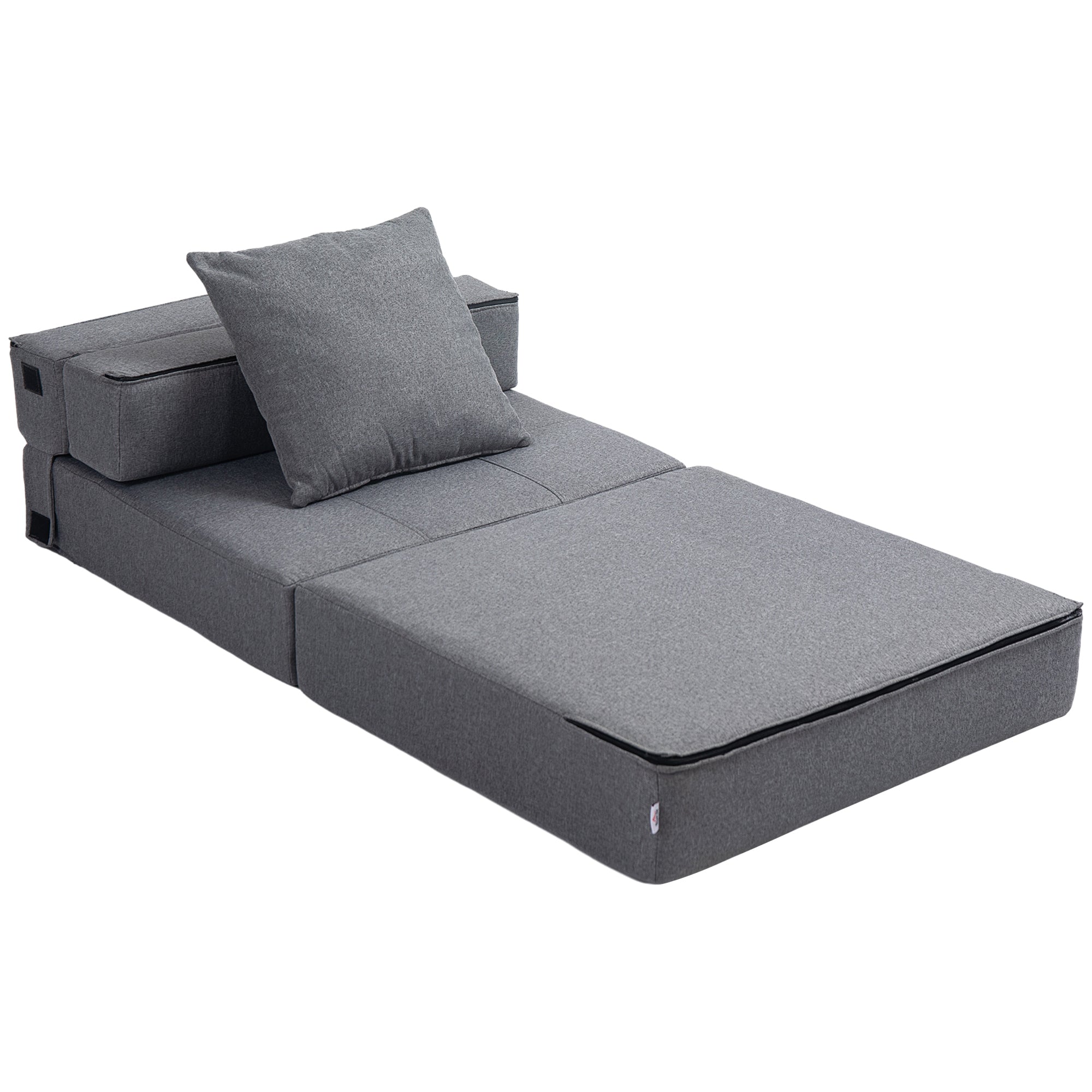 Folding Armchair with Sleeper Function, Sofa Bed, 2-in-1 Folding Chair with Bed Function, Recliner with Pillow, Guest Bed for Living Room, Bedroom, up to 120 kg Capacity, Dark Grey