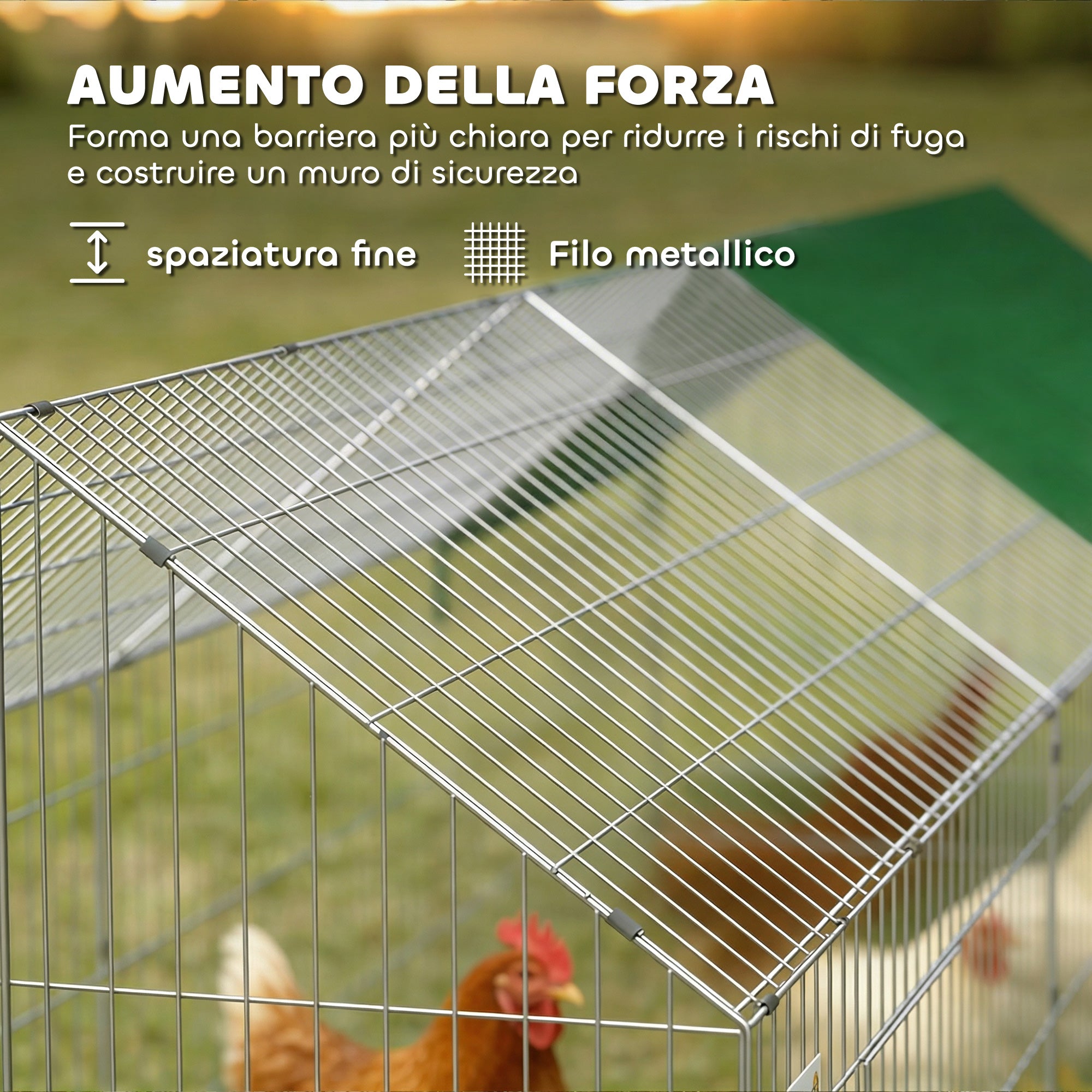 Outdoor/Indoor Rabbit & Chicken Run with Shade Cover and Metal Mesh, 71 x 29.5 x 29.5 in (180 x 75 x 75 cm), Green