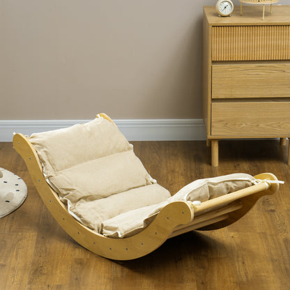 4 in 1 Climbing Frame Set with Slide, Climbing Triangle for Sliding and Climbing, Wooden Climbing Toy, for Children 1.5-4 Years, Indoor, Natural Wood