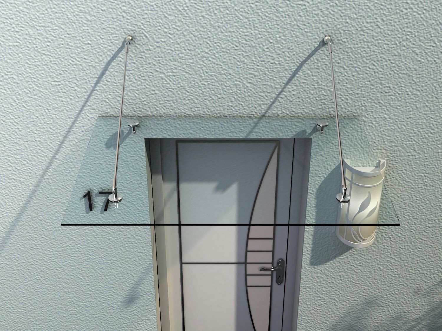 Canopy Glass Canopy Door Canopy, Tempered Glass, 304 Stainless Steel Clear Glass 150 x 90 cm