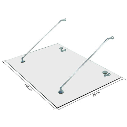 Canopy Glass Canopy Door Canopy, Tempered Glass, 304 Stainless Steel Clear Glass 150 x 90 cm