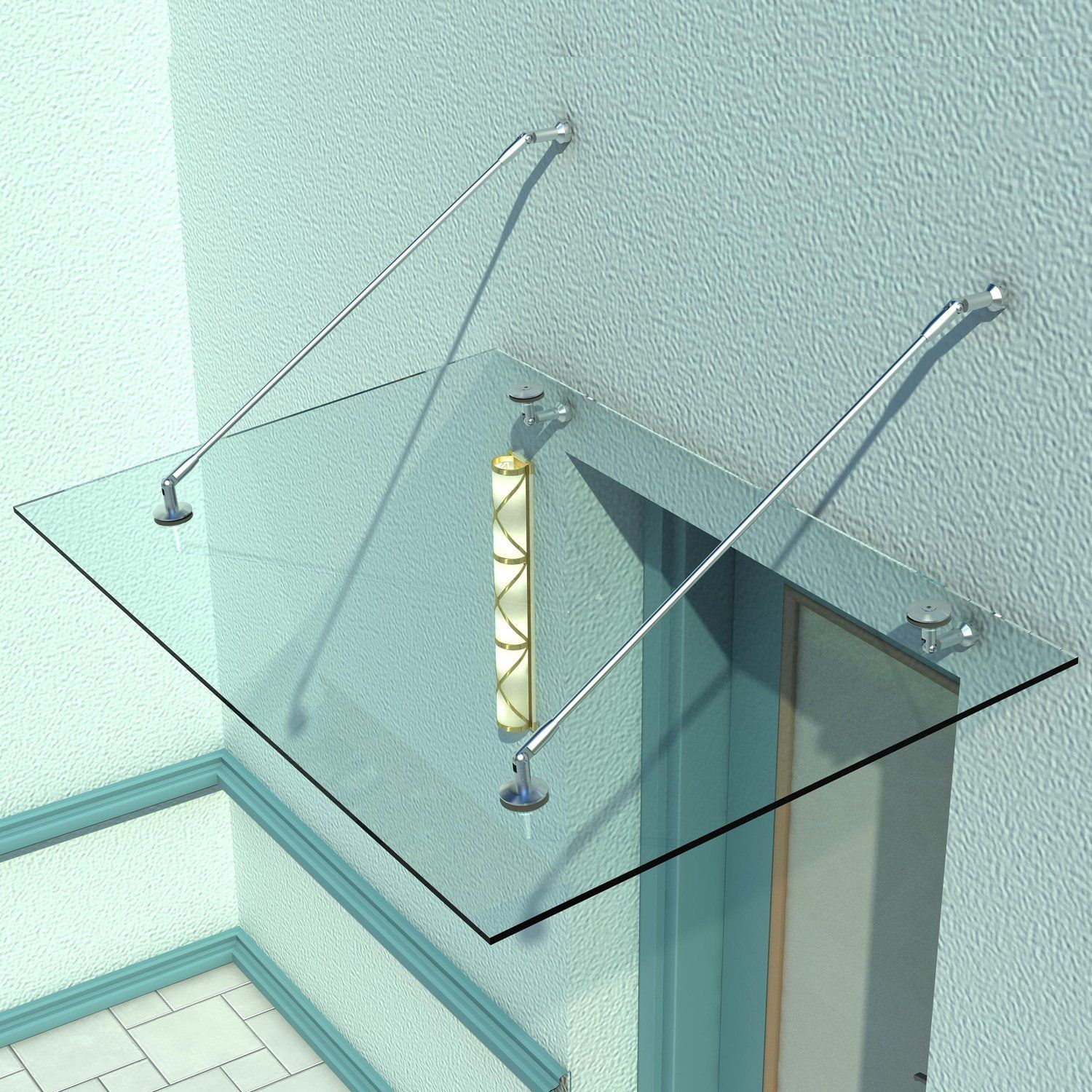 Canopy Glass Canopy Door Canopy, Tempered Glass, 304 Stainless Steel Clear Glass 150 x 90 cm