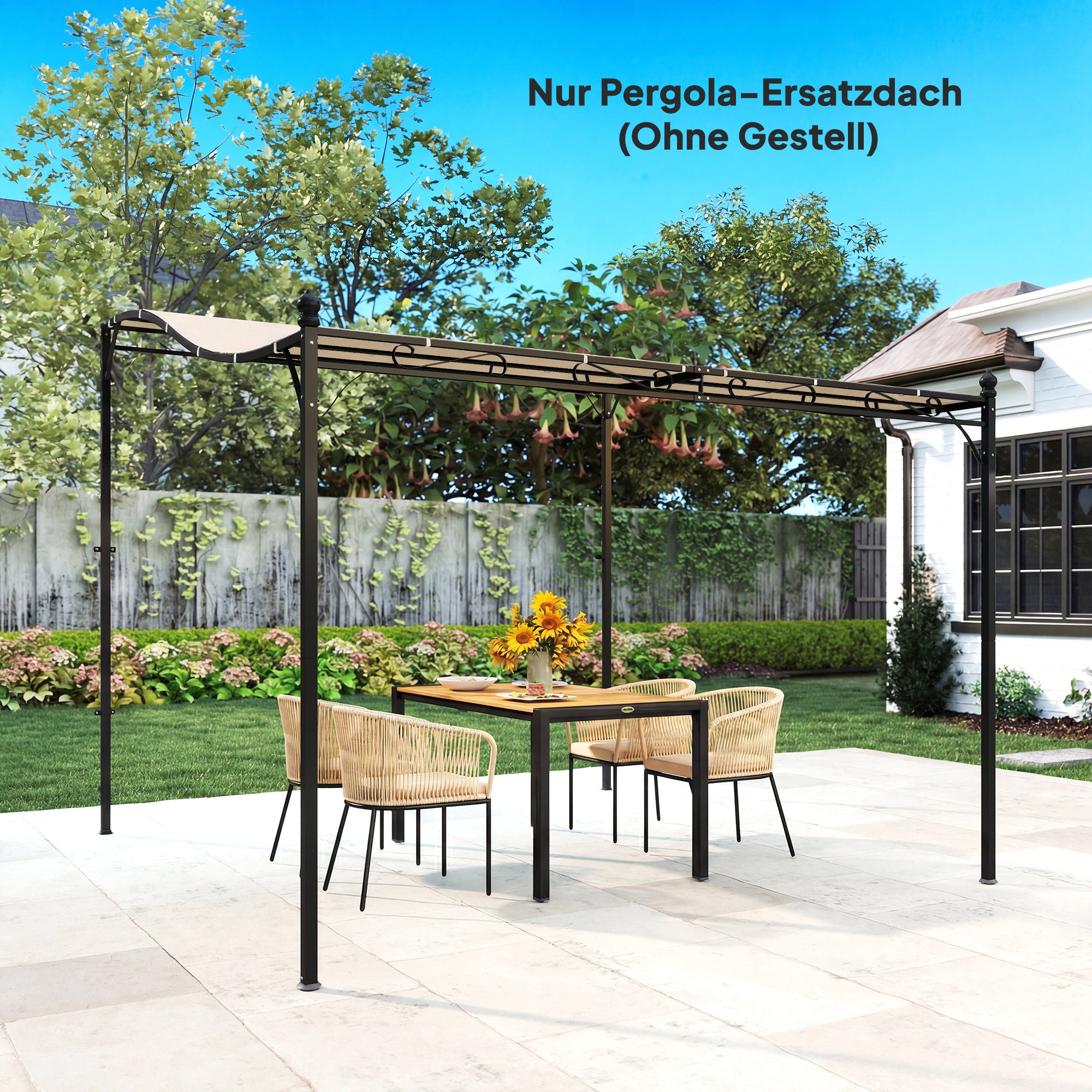 Replacement Pergola Canopy, 298 x 293 cm – Sunshade for 3 x 3 m Gazebo, Cream White
