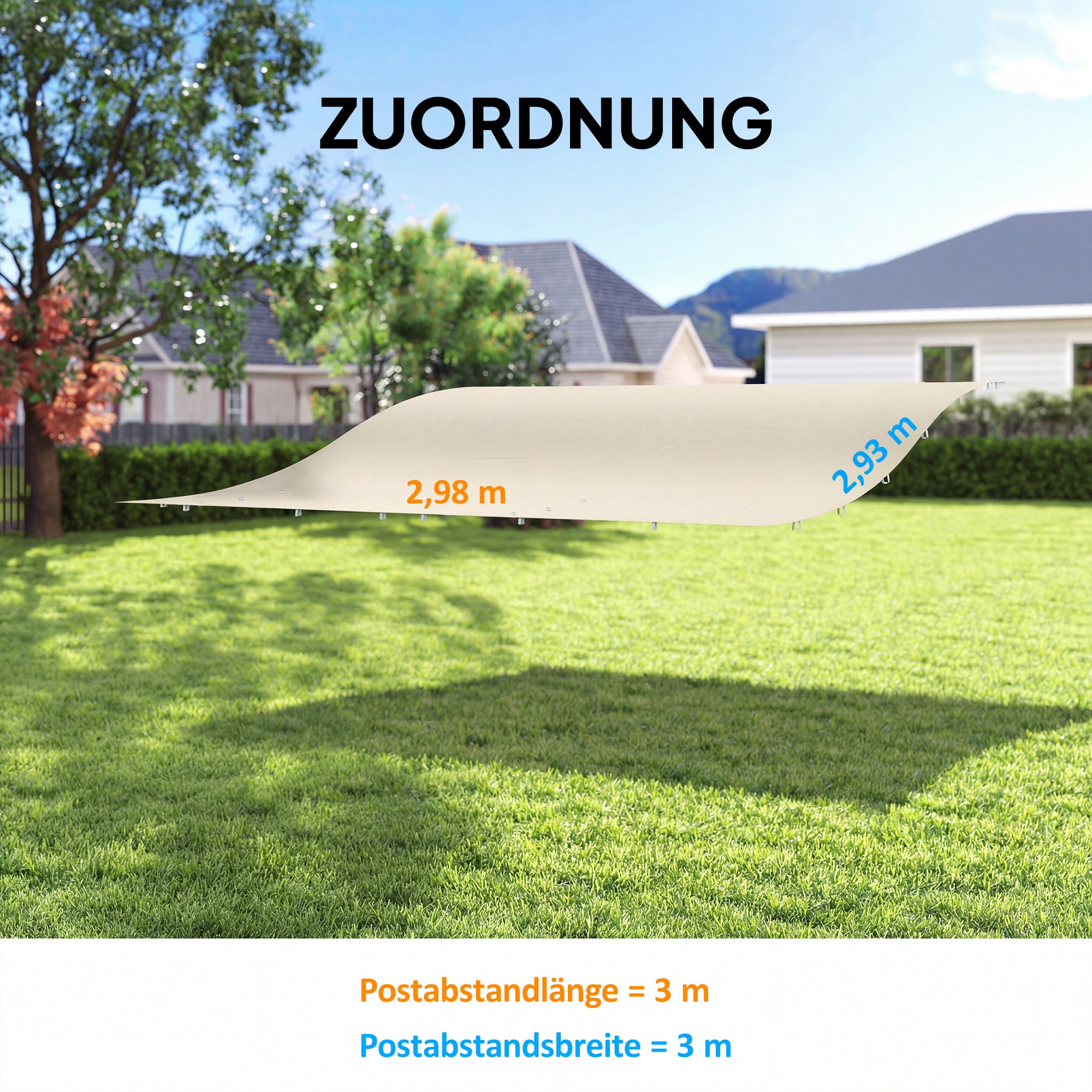 Replacement Pergola Canopy, 298 x 293 cm – Sunshade for 3 x 3 m Gazebo, Cream White