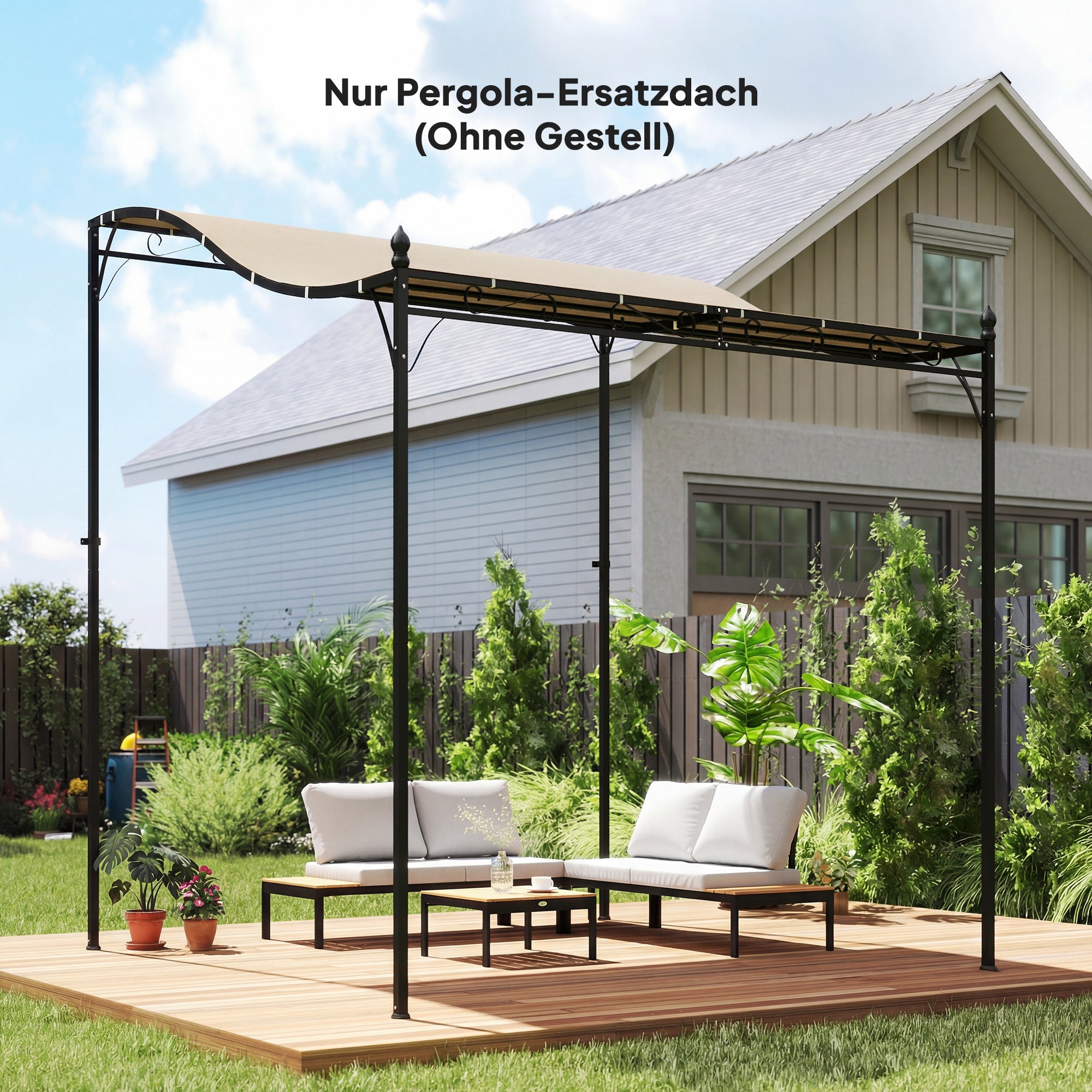 Replacement Pergola Canopy, 298 x 293 cm – Sunshade for 3 x 3 m Gazebo, Cream White