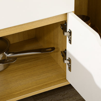 Microwave Cabinet Kitchen Modern Sideboard with Drawer 3 Doors and Compartment Buffet Sideboard for Dining Room Living Room 90x40x98.5 cm White