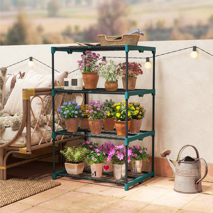 4-Tier Steel Plant Stand — Indoor/Outdoor Flower Shelf for Garden, Balcony & Living Room, 26.4 x 19.3 x 41.3 in (67 x 49 x 105 cm), Green