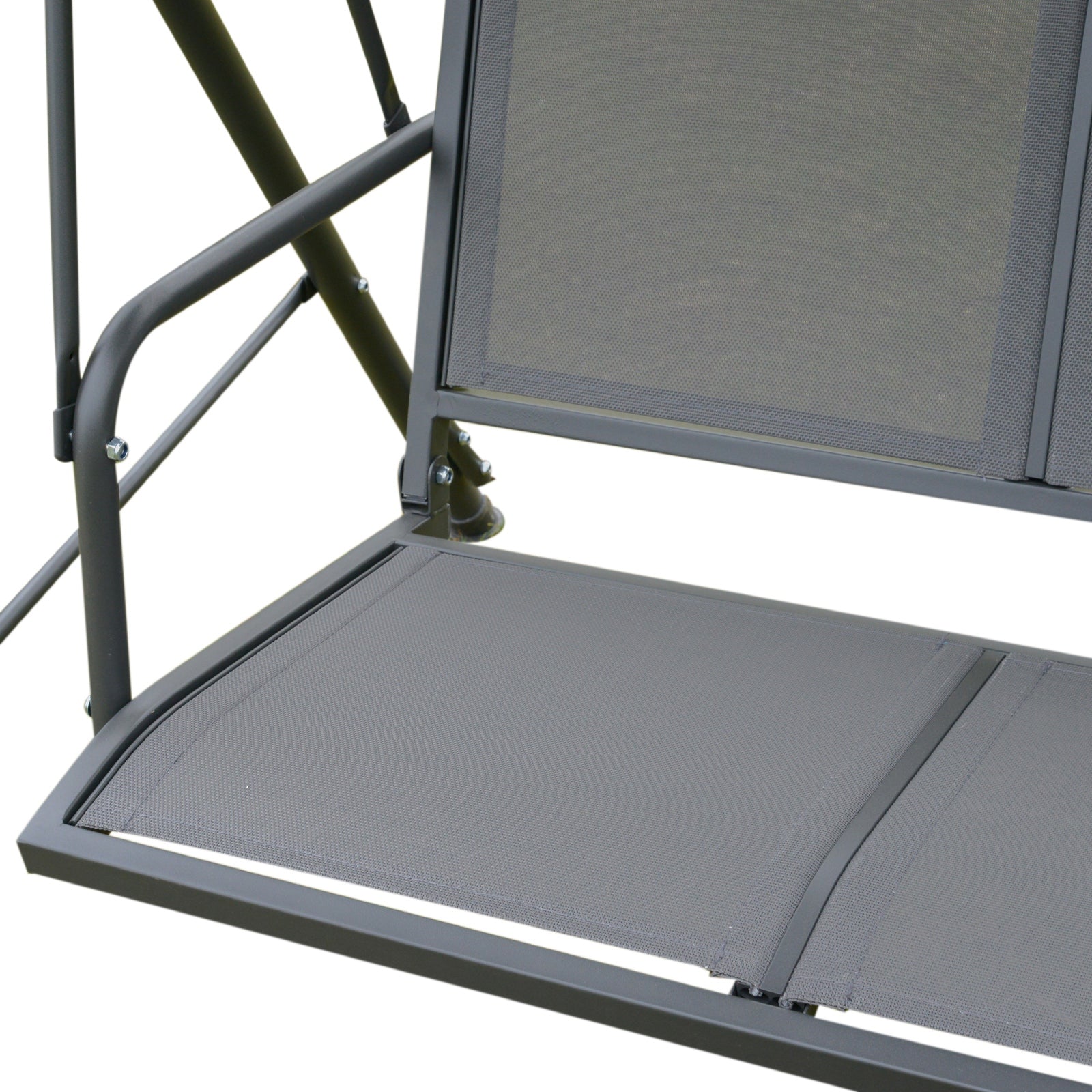 3-Seater Garden Swing with Adjustable Sunshade Canopy Breathable Backrest and Steel Frame for Outdoor Terrace Balcony 175x118x159 cm Gray