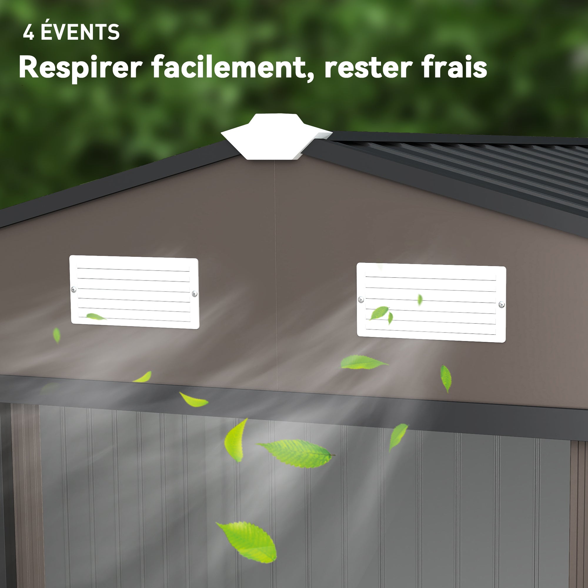 XXL Galvanized Steel Garden Shed 5.4 m² (58 sq ft) with Foundation Kit, 277 x 195 x 192 cm (9 ft 1 in x 6 ft 5 in x 6 ft 4 in), Outdoor Tool Storage Shed with Lockable Sliding Doors & 4 Vents, Brown