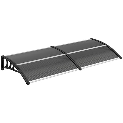 Exterior Awning for Doors and Windows 196x75 cm Canopy Protection against Sun and Rain with Polycarbonate Cover Black Aluminum Support