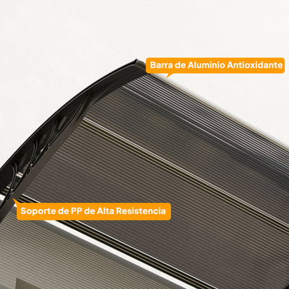 Exterior Awning for Doors and Windows 196x75 cm Canopy Protection against Sun and Rain with Polycarbonate Cover Black Aluminum Support