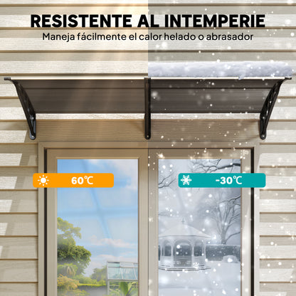 Exterior Awning for Doors and Windows 196x75 cm Canopy Protection against Sun and Rain with Polycarbonate Cover Black Aluminum Support