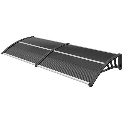 Exterior Awning for Doors and Windows 196x75 cm Canopy Protection against Sun and Rain with Polycarbonate Cover Black Aluminum Support