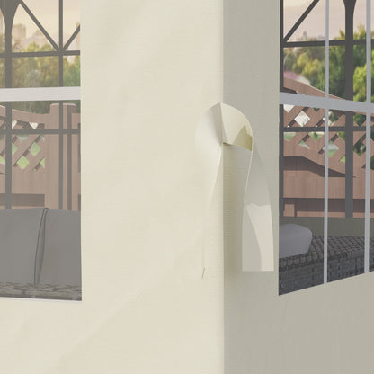 4 Side Walls for Gazebo 3x3m Canopy Walls with Hooks 8 Windows UV Protection Replacement Side for Outdoor Garden Party Cream