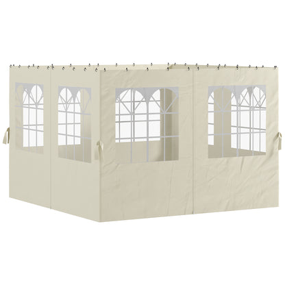 4 Side Walls for Gazebo 3x3m Canopy Walls with Hooks 8 Windows UV Protection Replacement Side for Outdoor Garden Party Cream