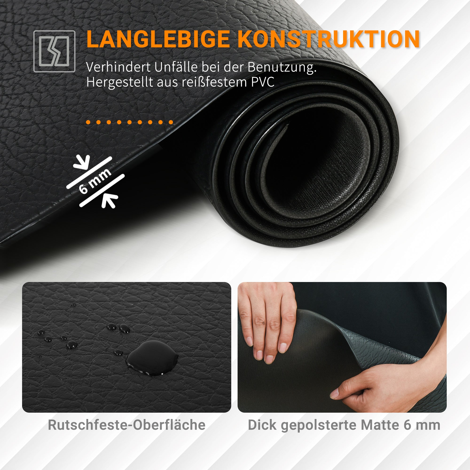 Floor Protection Mat for Fitness Equipment Non-Slip Exercise Mat 6mm Thickness Underlayment Sports Mat Multipurpose Mat for Yoga Treadmill Exercise Bike Yoga Mat Floor Mat 180x90 cm Black