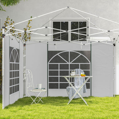 2-Piece Side Panels for Gazebo 3x3 / 3x6m, Side Wall with Window and Velcro, Waterproof Oxford Fabric Side Walls, as Wind and Privacy Protection for Party Tent, White