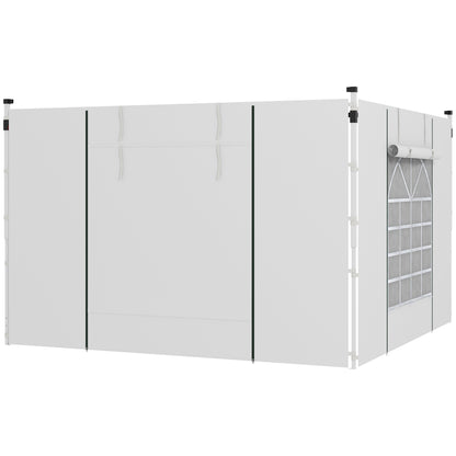 2-Piece Side Panels for Gazebo 3x3 / 3x6m, Side Wall with Window and Velcro, Waterproof Oxford Fabric Side Walls, as Wind and Privacy Protection for Party Tent, White