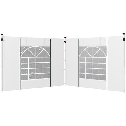 2-Piece Side Panels for Gazebo 3x3 / 3x6m, Side Wall with Window and Velcro, Waterproof Oxford Fabric Side Walls, as Wind and Privacy Protection for Party Tent, White
