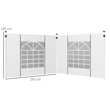 2-Piece Side Panels for Gazebo 3x3 / 3x6m, Side Wall with Window and Velcro, Waterproof Oxford Fabric Side Walls, as Wind and Privacy Protection for Party Tent, White