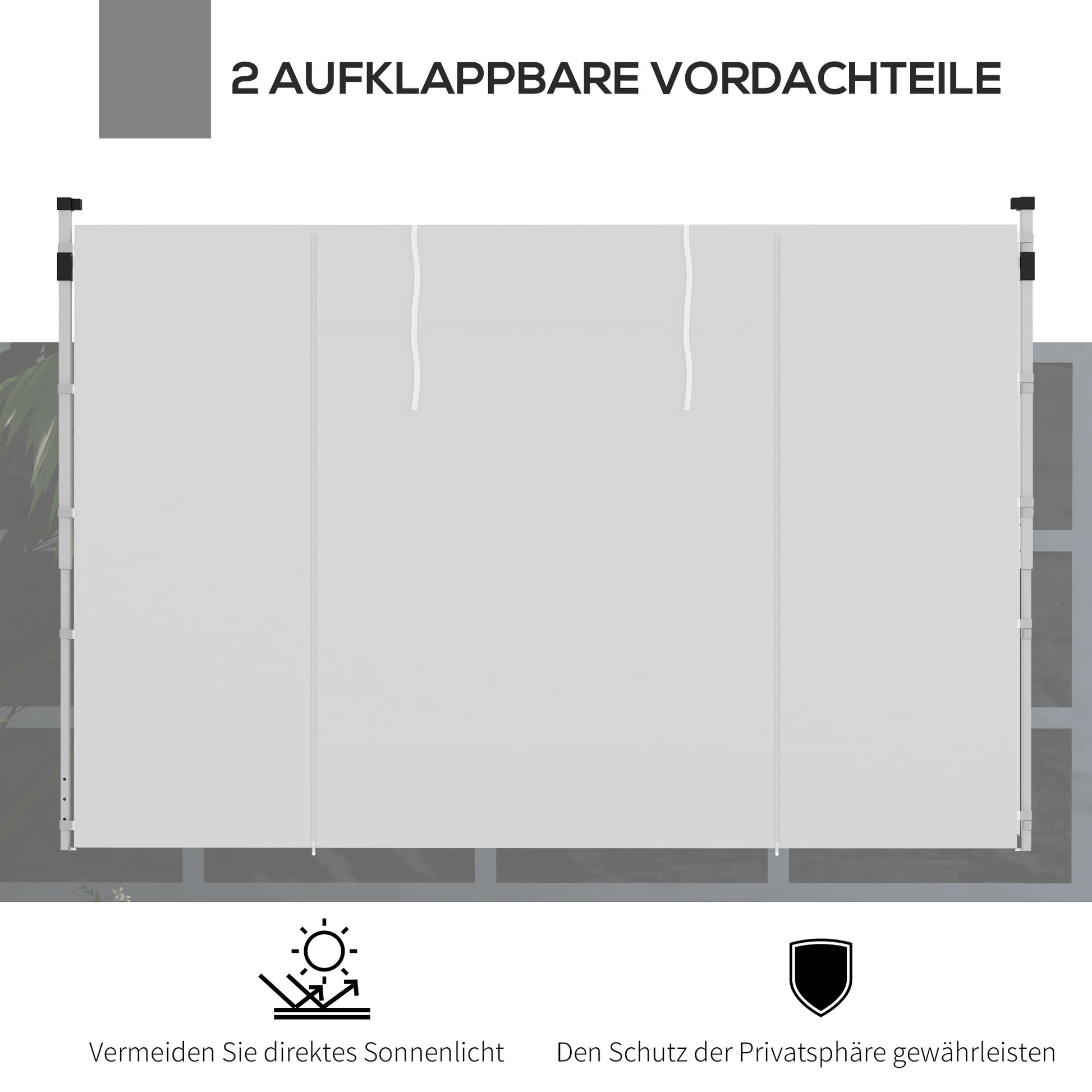 2-Piece Side Panels for Gazebo 3x3 / 3x6m, Side Wall with Window and Velcro, Waterproof Oxford Fabric Side Walls, as Wind and Privacy Protection for Party Tent, White