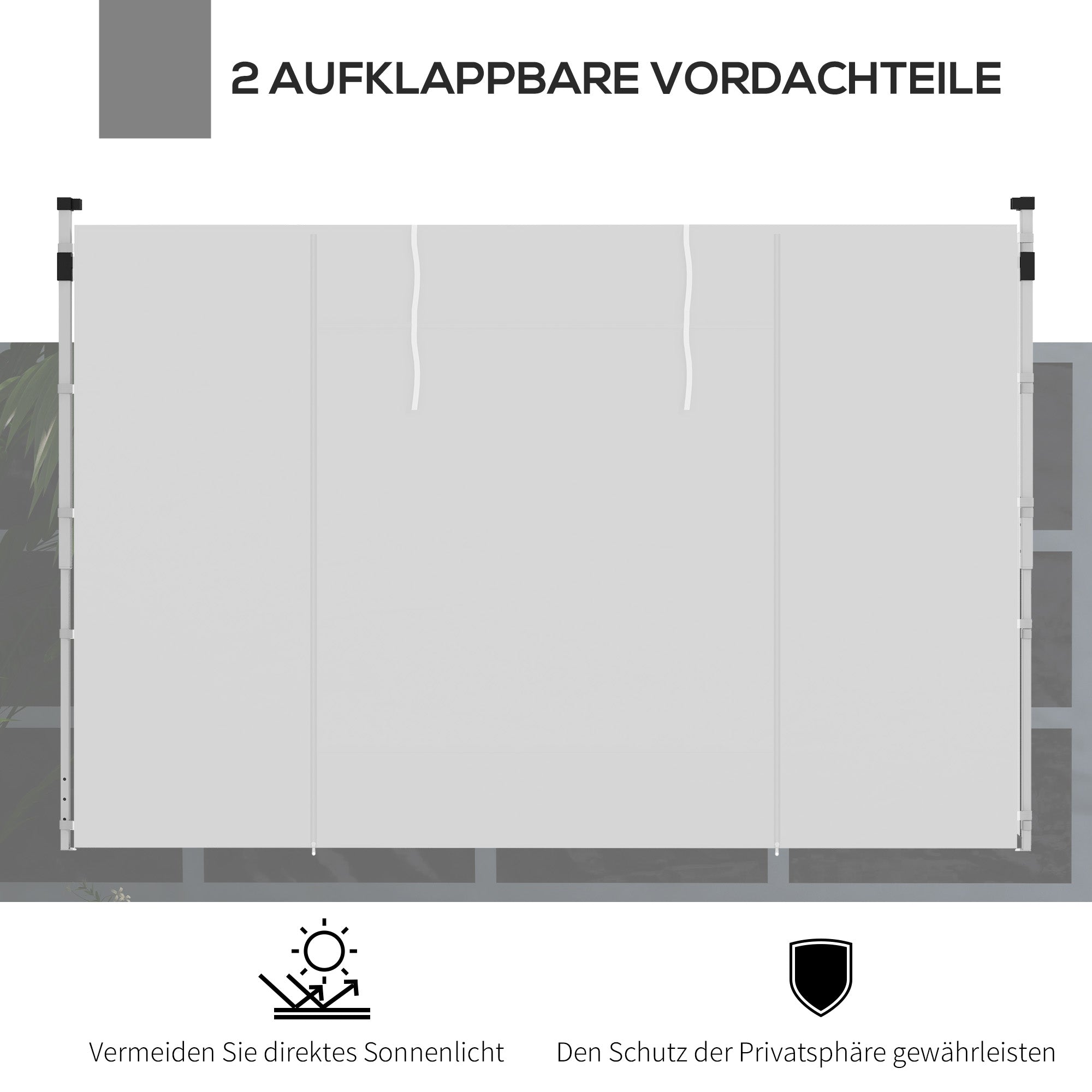 2-Piece Side Panels for Gazebo 3x3 / 3x6m, Side Wall with Window and Velcro, Waterproof Oxford Fabric Side Walls, as Wind and Privacy Protection for Party Tent, White
