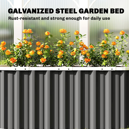 Galvanized Steel Raised Garden Bed, 53.5 x 20.9 x 24 in — Deep Planter with Safety Edges, Plant Labels & Gloves, Open-Bottom Herb & Vegetable Box, Easy Assembly