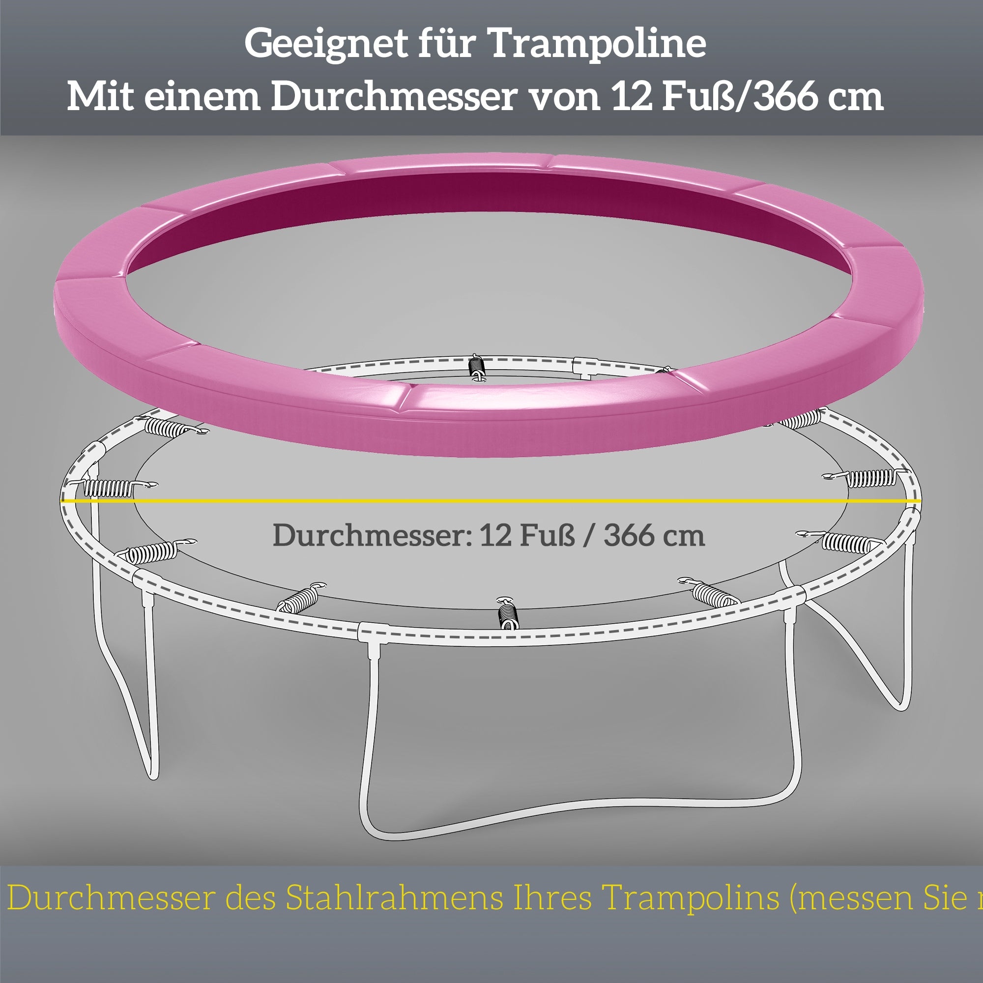 SPORTNOW 12 ft (366 cm) Trampoline Safety Pad — Tear-Resistant, UV-Resistant, Waterproof Spring Cover — Replacement Protective Padding, Pink