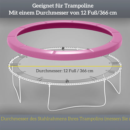 SPORTNOW 12 ft (366 cm) Trampoline Safety Pad — Tear-Resistant, UV-Resistant, Waterproof Spring Cover — Replacement Protective Padding, Pink