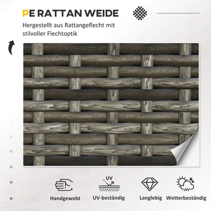 Poly-Rattan Sofa with Cushions 2-Seater Garden Lounge Sofa Metal Polyester Gray 130 x 70 x 80 cm