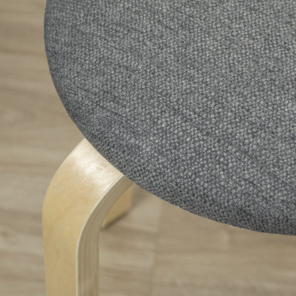 Set of 4 Dining Stools Stackable Round Stools, Kitchen Stools with Linen Look, Padded Stools for Dining Room, Living Room, Kitchen, Gray