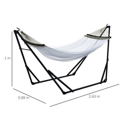 Hammock Stand, Hanging Chair Stand, Hammock Stand with Hammock, Carrying Bag, up to 120kg Capacity, Steel, 263 x 89 x 100 cm, Black