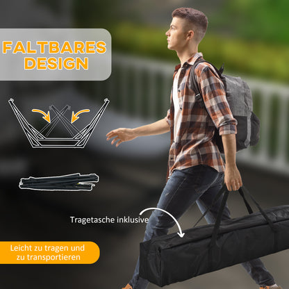Hammock Stand, Hanging Chair Stand, Hammock Stand with Hammock, Carrying Bag, up to 120kg Capacity, Steel, 263 x 89 x 100 cm, Black