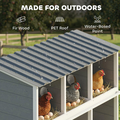 Elevated Wooden Nesting Box for Chickens — 6 Compartments & 4 Perches, 40.2×19.7×35.8 in, Gray
