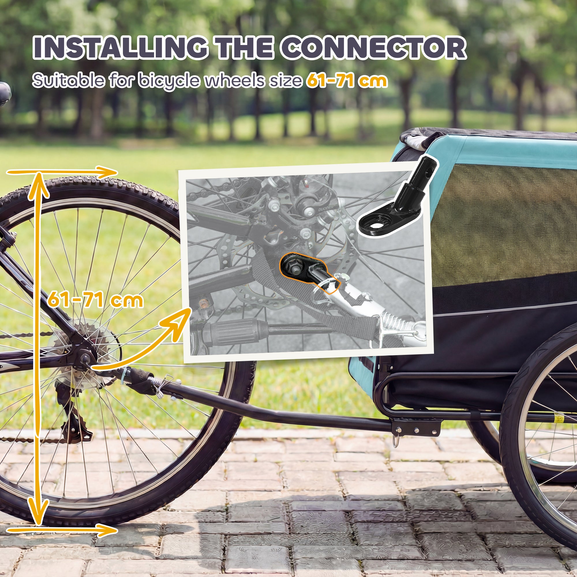 Dog Bike Trailer, Foldable Dog Trailer with Reflective Safety Strips and Internal Leash, for Medium Dogs up to 44 lb — Light Blue