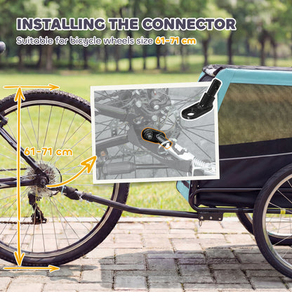 Dog Bike Trailer, Foldable Dog Trailer with Reflective Safety Strips and Internal Leash, for Medium Dogs up to 44 lb — Light Blue